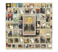 50 Pcs Cat - Themed Tarot - Style Vinyl Stickers Pack, Mystical & Cute Decals for Laptop, Water Bottle, Suitcase, Skateboard, Journal - Ideal for Tarot Enthusiasts, Cat Lovers and Decorators