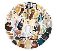 50 Pcs Catholic Religious Stickers, Vinyl Decals Featuring Monks, Nuns, Saints, and Church Icons | Waterproof Stickers for Laptop, Phone Case, Journal, Scrapbook, Water Bottle, and More
