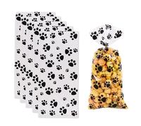 50 Pcs Cellophane Gift Bags,Cellophane Cones,Pet Paw Print Plastic Cellophane bags Heat Sealable Treat Candy Bags Dog Cat Gift Sweet bags,for Pet Treat Party Favor