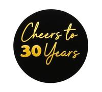 50 PCS Cheers to 30 Years Stickers - 45mm Round Black & Shiny Gold Bottle & Card Seals - Happy Birthday Party Favors, Milestone Celebration Stickers
