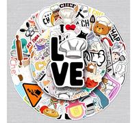 50 Pcs Chef Stickers for Kids Teens Adults Boys Girls Gift,Cooking Lovers Stickers Pack for Laptop,Skateboard,Luggage,Car,Bike, Cup,Computer,Water Bottle Decor,Vinyl Waterproof Sticker Decals
