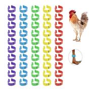 50 Pcs Chicken Leg Bands, Number Coding Identification Multicoloured Clip on Rings Tags for Legs Round Tag Clips for Chick Duck Pigeon Goose