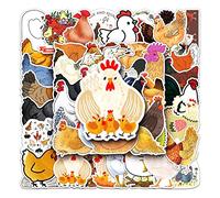 50 Pcs Chicken Stickers Laptop Car Scrapbook Phone Skateboard Water Bottle Rooster Stickers Vinyl Waterproof Aesthetic Personalised Stickers for Teens Boys Girls Adults Children