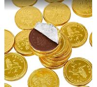 50 Pcs Chocolate Source Coins Bulk Buy - Solid Milk Chocolate Gold Foiled Coins in | Sweets Bulk | Chocolate Hamper for Stocking Fillers, Christmas Gifts or Party Bag Fillers & Events