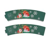 50 PCS Christmas Coffee Cup Sleeves, Disposable Paper Cup Sleeves for Hot Cold Beverages, Winter Holiday Party Supplies for Cafe Shop Office (Green)