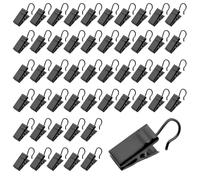 50 Pcs Christmas Light Clips, Universal Black Clips with Hooks, Holiday Light Clips for Outdoor String Lights, Heavy-Duty Metal Curtain Hangers Clip, for Photo Home Decoration, Art and Craft Display