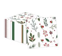 50 Pcs Christmas Napkins 13 x 13 Inches, Holly Berry Paper Napkins Winter Theme Disposable Cocktail Napkins for Holiday Christmas Party Decorations