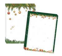 50 Pcs Christmas Stationery Letterhead Paper 8.5 x 11 icnh Xmas Balls and Bells Design Festive Writing Paper Christmas Party Greeting Invitation Letter Paper Printable of Home Greeting Card