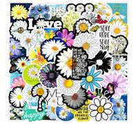 50 Pcs Chrysanthemum Stickers Waterproof Cute Aesthetic Flowers Stickers for Skateboard Water Bottle Laptop Helmet Scrapbook Computer Bike Car Luggage,Vinyl Daisy Sticker for Kids Teens