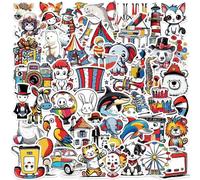 50 Pcs Circus Stickers Cute Waterproof Funny Acrobatic Sticker for Skateboard Laptop Water Bottle Scrapbook Bike Car Luggage Helmet,Vinyl Cartoon Circus Animal Show Sticker for Kids Teens Boys
