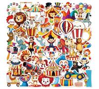 50 Pcs Circus Stickers Laptop Car Scrapbook Phone Skateboard Suitcase Luggage Bike Carnival Vinyl Waterproof Aesthetic Personalised Stickers for Teens Boys Girls Adults