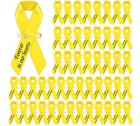 50 Pcs Classic Memorial Ribbon Bow with Safety Pins for Mourning, Remembrance Day & Funeral Event (Yellow)