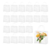 50 Pcs Clear Gift Bags with Handles, 7.9" x 7.9" x 3.1" PVC Gift Wrap Bag Bulk, Reusable Clear Party Favor Goodie Bag for Wedding Birthday Party Shower Day, 20×20×8CM