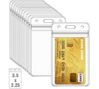 50 Pcs Clear Plastic Vertical Name Badge ID Card Holders