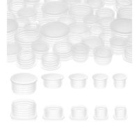 50 Pcs Clear Round End Cap for Bottles Salt and Pepper Shaker Stoppers 1/2 to 57/64 Inch Plastic Stopper Replacement Plug, Reusable Round Stopper for Pepper Shakers Pots Salt Bottles