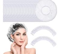 50 Pcs Clear Shower Cap, 50CM Elastic Bath Cap, Large Plastic Shower Waterproof Hair Caps for Home Use, Hotel, Spa and Hair Salon
