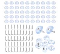 50 PCS Clear Small Rubber Feet for Chopping Board, Non Slip Rubber Cutting Board Feet with Stainless Screws, Small Round Rubber Bumpers for Furniture, Cutting Boards, Chairs