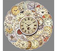50 Pcs Clock Stickers Waterproof Cartoon Nostalgic Dial Sticker Stickers for Water Bottle Laptop Scrapbook Car Bike Skateboard Computer Phone,Vinyl Trendy Watch Stickers for Teens Adults Boys