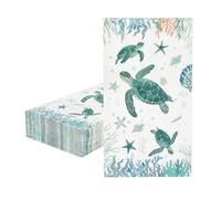 50 Pcs Coastal Turtle Paper Napkins Disposable Under the Sea Party Napkins Ocean Green Sea Turtles Decorative Napkins Nautical Paper Guest Towels for Bathroom Beach Summer Birthday Party Decorations