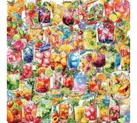 50 PCS Cocktails Stickers,Summer Drink PET Sticker Pack Waterproof Vinyl for Skateboard Guitar Door Laptop Luggage Car Bike Water Bottle Birthday Party Supplies Teens Boys and Girls Decals