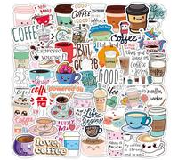 50 Pcs Coffee Stickers, Coffee Aesthetic Sticker Pack, Waterproof Vinyl Stickers, for Laptops, Water Bottles, Notebooks