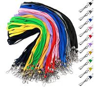 50 Pcs Color Lanyards Flat Lanyards for ID Badges Assorted Colors Badge Lanyards with Swivel J Hook Clip for Office Worker, Student, Teacher