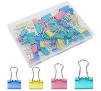 50 Pcs Colored Binder Clips - Metal Foldback Clips in 3 Sizes (15mm/19mm/25mm), Colored Bulldog Clips for Paper, Files, Stationery, and Money Clamps
