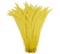 50 Pcs Colored Natural Rooster Feathers for Crafts 25-45 Cm Decor Clothes Carnival Wedding Decoration Yellow 10-12inch 25-30cm