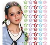 50 Pcs Colorful Hair Clips Stars, Cute Snap Barrettes Hair Clip, Y2k Metal Non-Slip Stars Hairclips Barrette Accessories for Women Girls, Kawaii Decoration