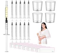 50 Pcs Colostrum Collector Kit 1ml Breast Milk Collector Milk Catcher with 4 Measuring Cup and 54 Stickers Colostrum Collection Gift Set Colostrum Harvesting Kit for Breastfeeding
