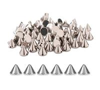 50 Pcs Cone Spikes, Acrylic Bullet Spike Cone Studs, Silver Cone Metallic Nail Art Tiny Stickers Studs for DIY Clothing, Rivets Leather, Sewing, Luggage and Shoe Embellishments - 10 x 9 mm