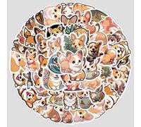 50 PCS Corgi Stickers for Water Bottle,Bike,Car,Helmet,Phone,Luggage,Computer,Scrapbook,Laptop,Cute Dog Waterproof Vinyl Decals,Teens Girls Aesthetic Sticker,Cartoon Animal Trendy Graffiti Sticker