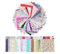 50 Pcs Cotton Craft Fabric Bundles Patchwork, 10 * 10cm Squares Fabric Fat Quarters Bundle, Assorted Pattern Cotton Quilting Supplies, Mini Charm Packs for DIY Quilting Scrapbook Floral Crafting
