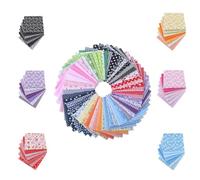 50 Pcs Cotton Craft Fabric Bundles Patchwork Squares Fat Quarters Fabric Bundles Assorted Pattern Cotton Quilting Supplies for DIY Quilting Scrapbook Floral Crafting