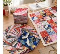50 Pcs Cotton Craft Fabric Squares, 4 x 4 inch Multicolored Abstract Pattern Bundle, Precut Gilded Flower Prints for Clothing Scrapbooking DIY Sewing Quilting Craft Patchwork