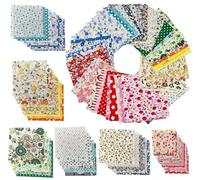 50 Pcs Cotton Fabric Squares 10 x 10 cm - Precut Patchwork Fabric Bundles Floral Patterns - Cotton Material for Sewing, Quilting and Craft Projects - Fat-Quarter Style Squares