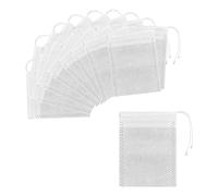 50 PCS Cotton Muslin Drawstring Bags, Jagowa Reusable Tea Bags Mesh Bags for Filtering, Isolating Tea and Coffee Grounds (8 * 10 CM), White