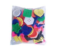 50 Pcs Craft Buttons Threading Toy Bright Colorful Large Geometric Shapes