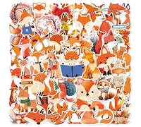 50 Pcs Cunning Fox Stickers for Girls Boys Children Teens,Fox Animals Stickers for Laptop Water Bottles,Bicycle,Skateboard,Computer,Waterproof Vinyl for Wall,Graffiti Stickers