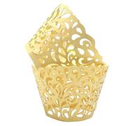 50 Pcs Cupcake Wrappers Water Droplet Hollowing Out Artistic Bake Cake Paper Lace Laser Cut Liner for Cake (Platinum)