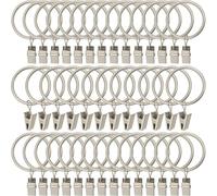 50 Pcs Curtain Rings with Clips Drapery Clips with Rings, Drapes Rings 38mm Interior Diameter Fits up to 1 in Curtain Rod Matte Silver