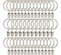 50 Pcs Curtain Rings with Clips, Rustproof Metal Drapery Ring, Drapes Rings 38mm Interior Diameter Fits up to 1 in Curtain Rod for Photos Art Craft Displays, Matte Silver