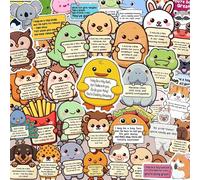 50 Pcs Cute Animal Stickers with Motivational Quotes, Funny Emotional Support Stickers for Kids Adults, Positive Affirmation Stickers for Laptops, Phones, Scrapbooks