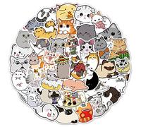 50 Pcs Cute Cat Stickers for Laptop, Bumper, Skateboard, Water Bottles, Computer, Phone, Guitar, Cartoon Stickers for Kids Teens Adult