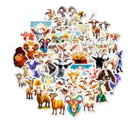 50 Pcs Cute Goat Vinyl Stickers Pack - Kawaii Colorful Stickers for Laptop, Water Bottle, Journal, Kids & Animal Lovers