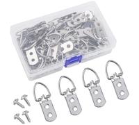 50 Pcs D-Ring Picture Hangers,D Ring Picture Frame Hangers,Double Holes D Ring Hanging with Screws, D Rings Picture Hooks for Painting,Photos,Artwork