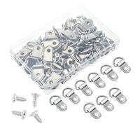 50 Pcs D Ring Picture Hangers with Screws - Heavy Duty Small D Ring Hanging Hardware - Bulk D Rings - Single Hole Picture Frame Hanger - Mirror,Clock,Decoration,Artwork