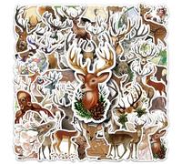 50 Pcs Deer Stickers Cute Waterproof Animals Sticker for Laptop Skateboard Scrapbook Computer Water Bottle Car Bike Helmet Phone Luggage,Vinyl Funny Cartoon Deer Sticker for Adults Kids