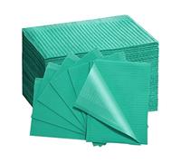 50 PCS Dental Bibs Disposable Patient Bibs Tattoo Bib Sheets, 13" x 18" Dentist Polyback Towel 3 Ply Dental Napkins Nail Art Napkins - Durable & Fluid Resistant - Dark Green