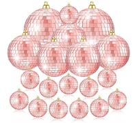 50 Pcs Disco Balls Reflective Disco Ball Decorations Hanging Disco Ball Ornament Different Sizes Mirror Ball for Home Decor, Party, Club (Rose Gold)
